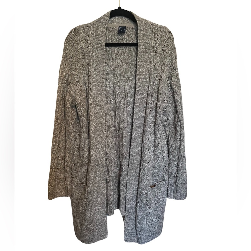 Cozy Long Grey Knit Cardigan Sweater
